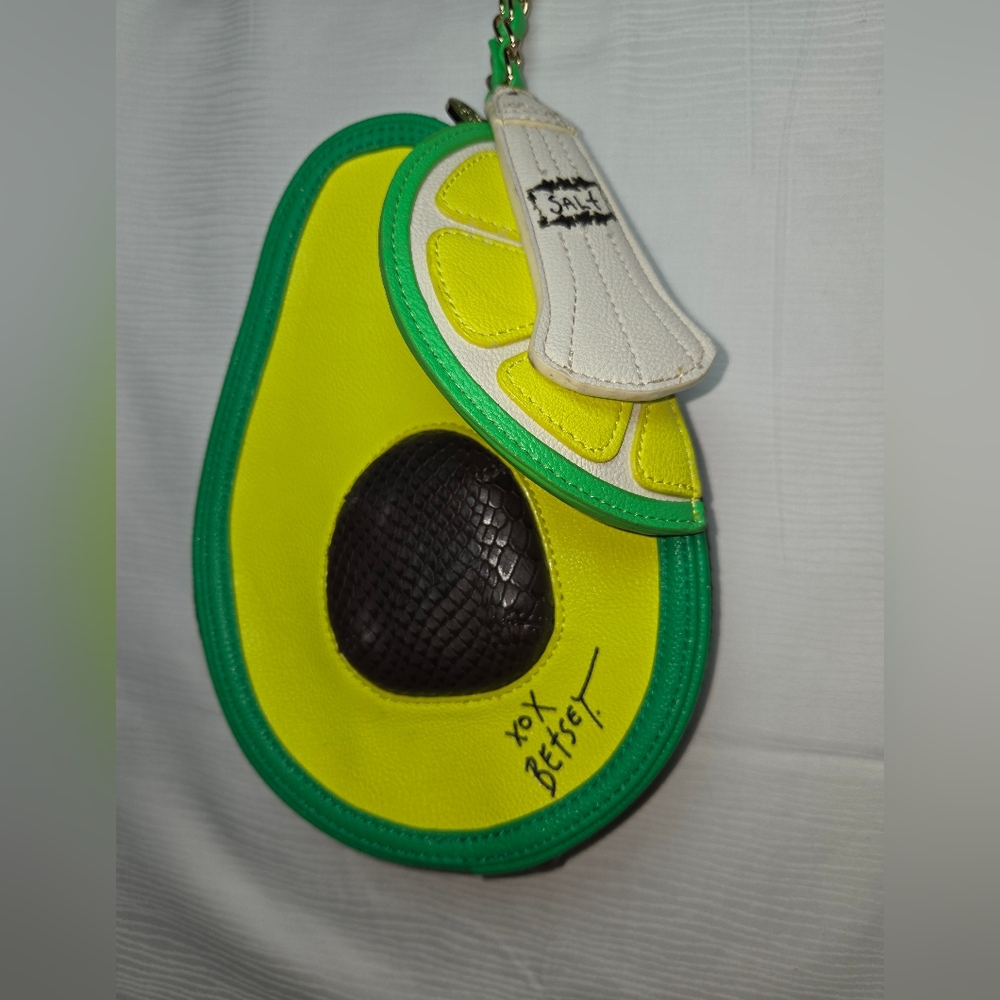 Betsey Johnson Green and Yellow Holy Guacamole Bag .
